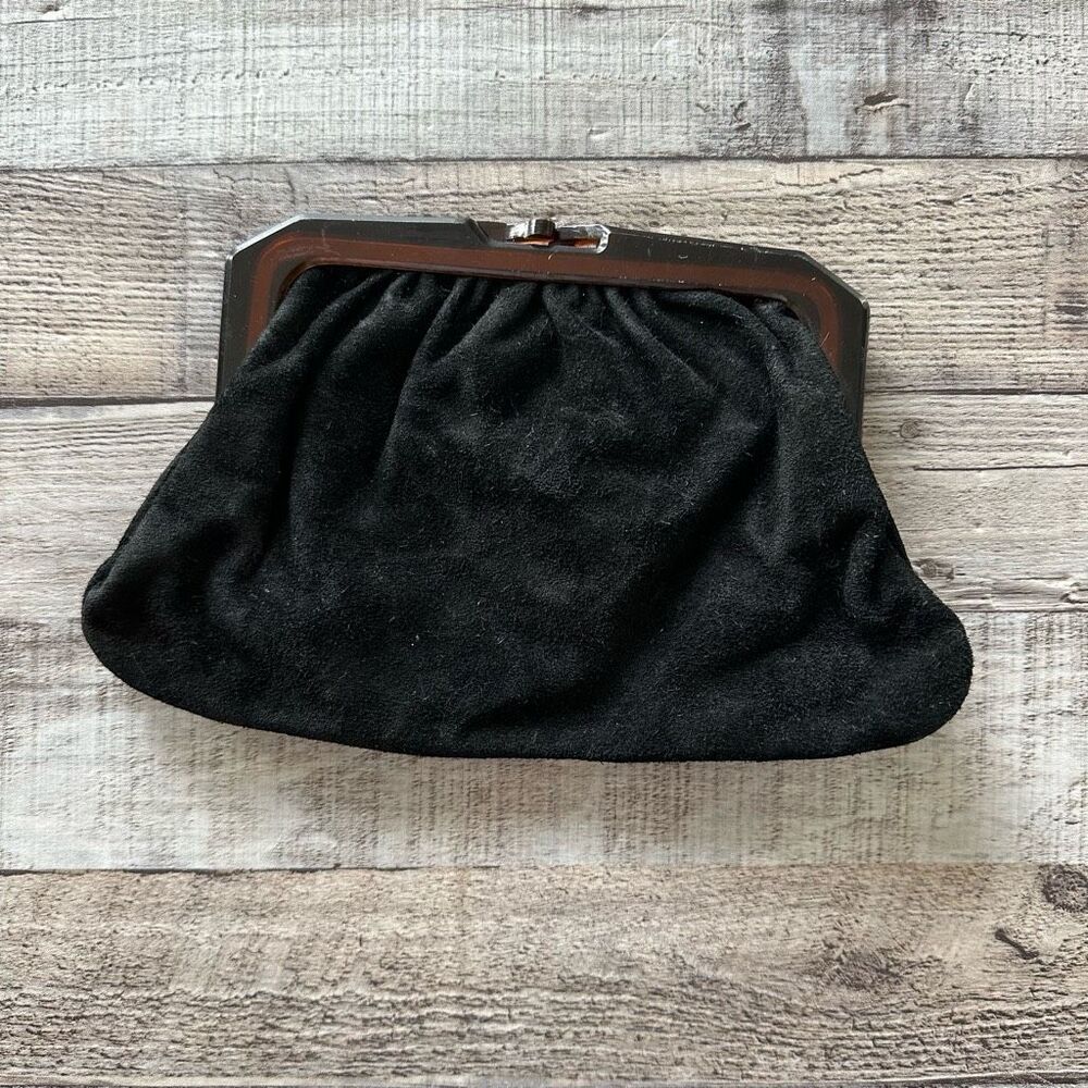 Vintage 50s Capwells Black Hollywood Made In Italy Clutch